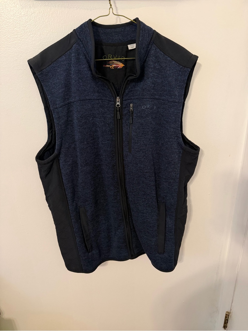 Orvis Navy and Black Men's Zip-Front Fleece Vest